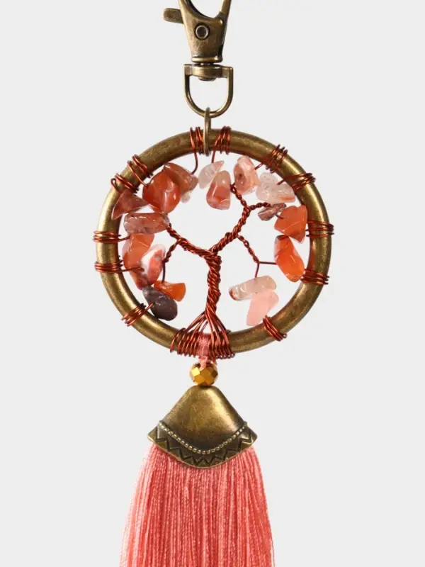 Брелок ловец снов "Великое древо" 19 см, цв. розовый