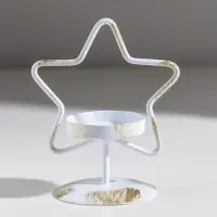 Подсвечник металл на 1 свечу "Звезда" белый с патиной d=5 см 9,4х7х11,7 см