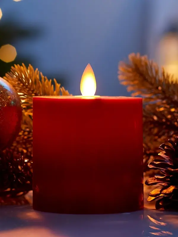 Светодиодная свеча восковая "Глубокий красный", 10x7 см, АААx3 (не в компл.), Т/БЕЛЫЙ