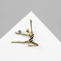 Брошь &laquo;Гимнастка с мячом&raquo;, цвет чёрно-белый в золоте