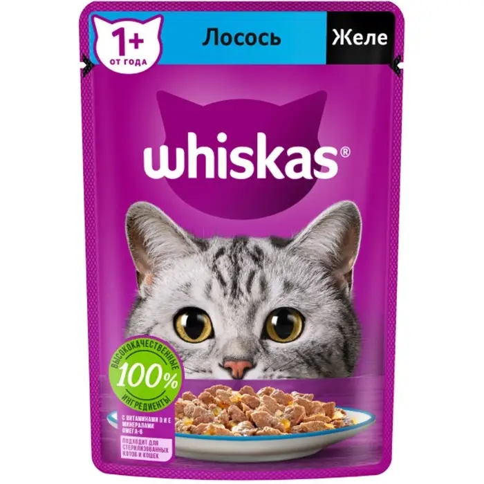 Влажный корм Whiskas Meaty для кошек, лосось, 75 г