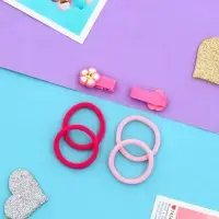 Набор для волос "Крохотуля" (4 резинки, 2 зажима 3,5 см) ромашка, розовый