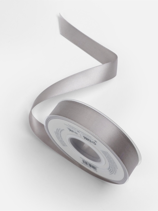 Лента атласная двухсторонняя №837 20мм*25&plusmn;1м серебряный TR