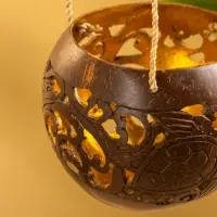 Подсвечник подвесной из кокоса, 9-12 см, коричневый