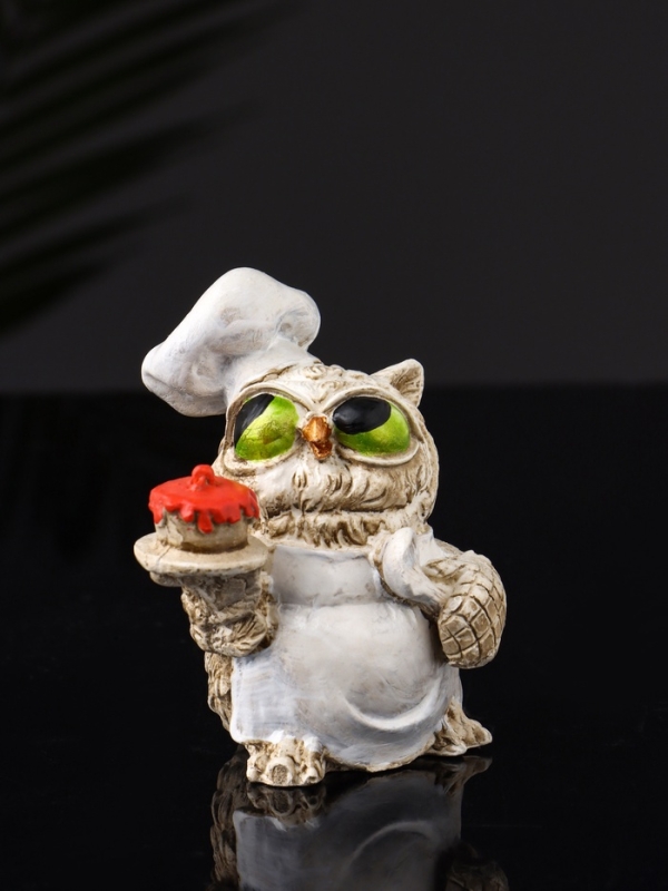 Набор фигур "4 совы на подносе" размер 20х10х10 см, бежевый