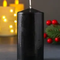 Свеча столб 50*100 мм с накаткой "Символ года" , Конь, черная