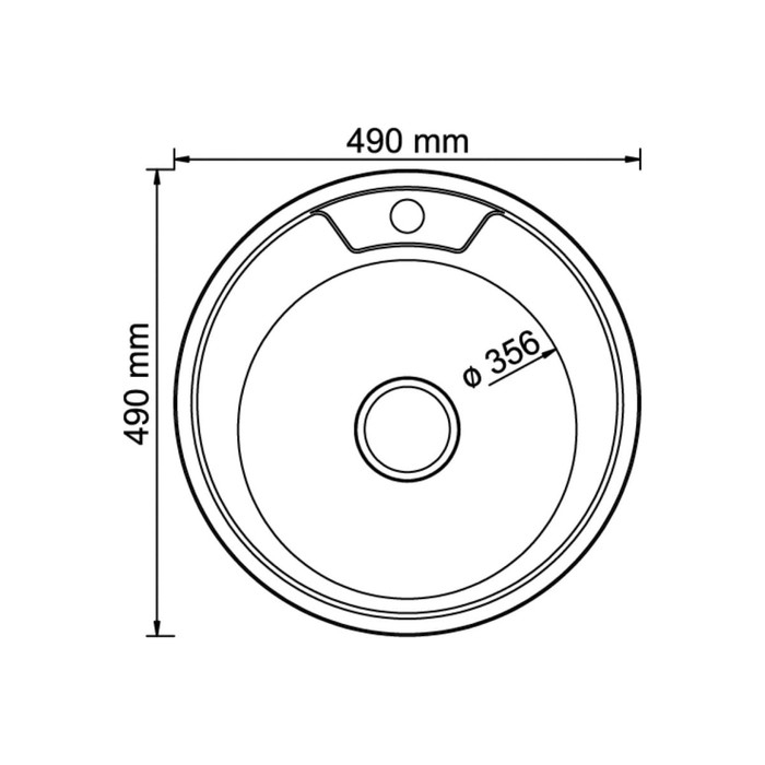Мойка кухонная MIXLINE 528182, врезная, толщина 0.6 мм, 49х49х17 см, вып. 3 1/2", с сифоном