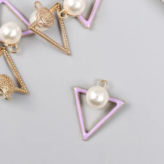 Декор для творчества металл, пластик, эмаль "Треугольник с бусинкой" 2,4х2,8 см