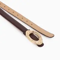 Ремень жен 04-01-01-04, Июнь2513, 2,4*0,3*110 см, без винта, пряж золото, гвоздик, корич