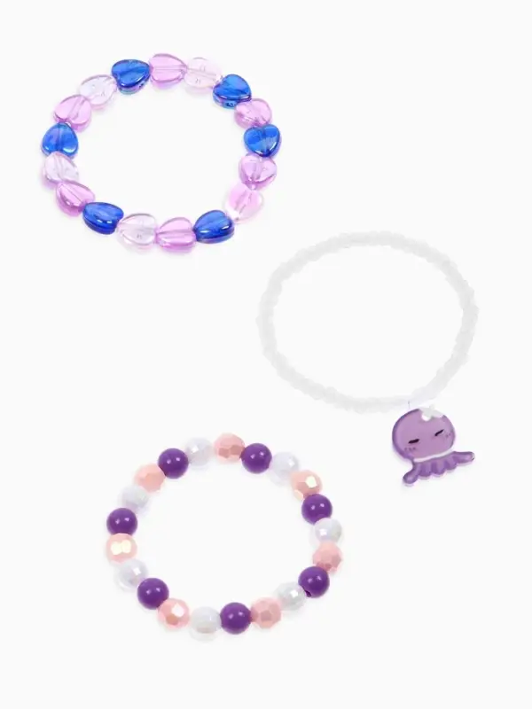 Браслет детский &laquo;Выбражулька&raquo;, 3 шт. набор, осьминог, бусины, сиреневый