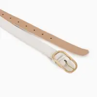 Ремень жен 05-01-01-01, Июнь2512, 3*0,3*110 см, без винта, пряж золото, 1 прокол, белый