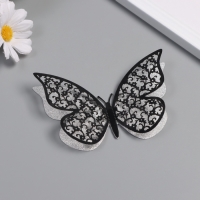 Наклейка бумага, пластик "Цветочные бабочки цветные" блёстки набор 12 шт 12 см, 10 см 8 см   1052426