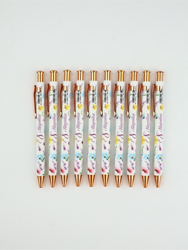 Ручка шариковая синяя паста, пластиковый корпус &laquo;С 8 марта сирень&raquo;