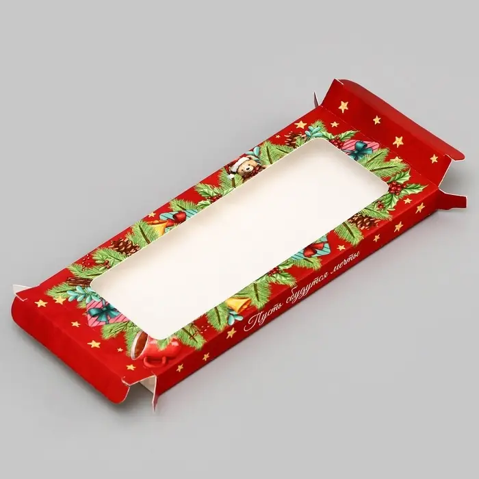 Подарочная коробка под плитку шоколада с окном &laquo;Верь в Чудеса&raquo;, 17.1&times;8&times;1.4 см