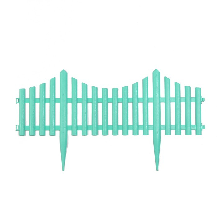 Ограждение декоративное, 30 &times; 300 см, 5 секций, пластик, бирюзовое, Greengo
