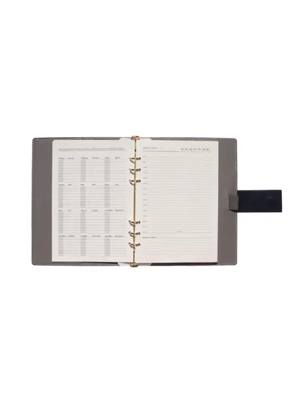 Органайзер на кольцах, А5, с хлястиком, 80л, линия, к/зам, Синий