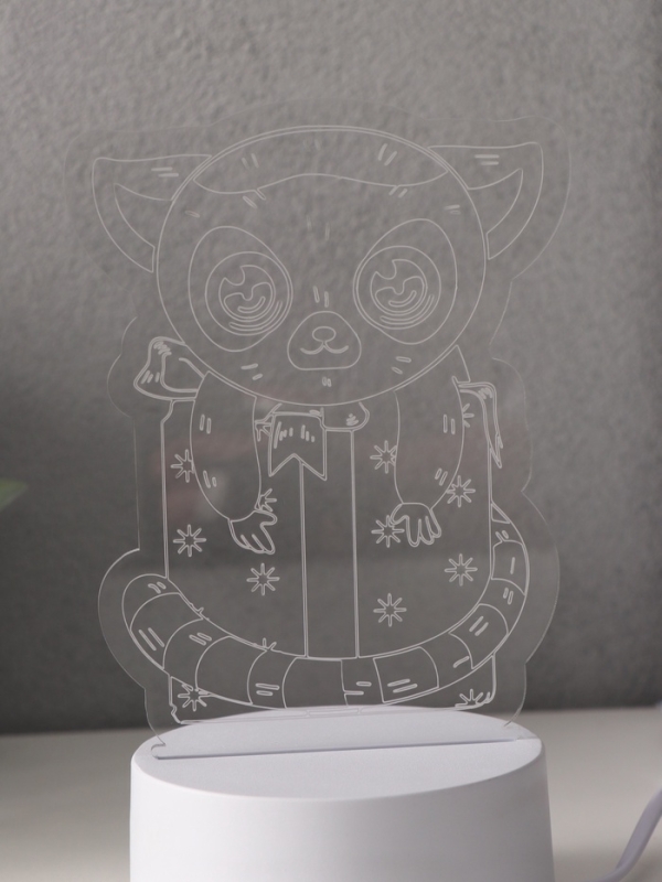 Светильник "Лемур на подарке" LED RGB от сети RISALUX 9,5х11,8х17 см