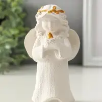 Фигура "Ангел с птицей" размер 11х7х4 см, белый с позолотой