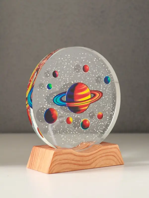 Сувенир стекло свет "Диск. Планетарий" 5хLED d=10 см, USB, цветной 10х4х11,4 см