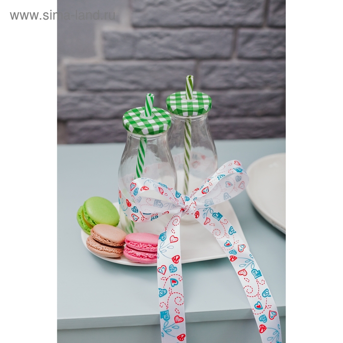 Бутыль стеклянная с крышкой и трубочкой &laquo;Лаконичность&raquo;, 300 мл, 6,5&times;15,5 см, цвет МИКС