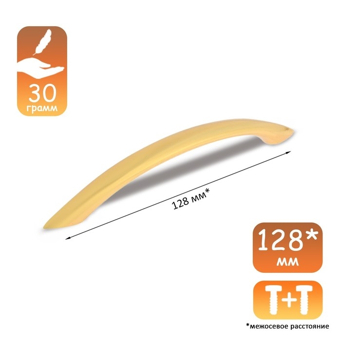 Ручка-скоба CAPPIO RSC014, м/о 128 мм, цвет золото, 4 шт.