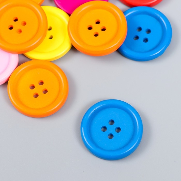 Пуговицы дерево для творчества 4 прокола "Простые" набор 15 шт 3х3 см