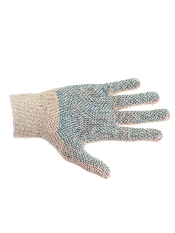 Перчатки рабочие, хб, вязка 7 класс, 3 нити, размер 9, с ПВХ точками, белые