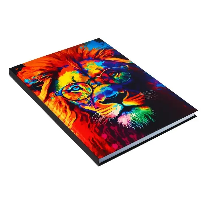 Колледж-тетрадь в твердой обложке 7БЦ, А4, 160 листов, ЛЕВ. МОЗАИЧНЫЙ НЕОН, блок в клетку, матовая ламинация, ВЫБОРОЧНЫЙ ЛАК