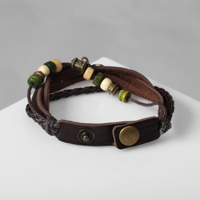 Браслет кожа &laquo;Бабочка малая&raquo; хиппи, цвет коричневый, L=22,5 см