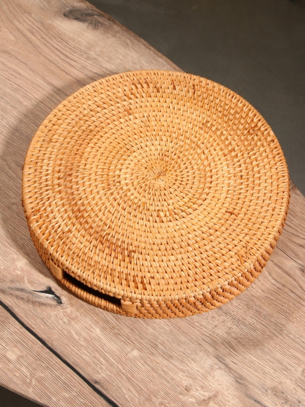 Поднос круглый 35х6 см, ротанг
