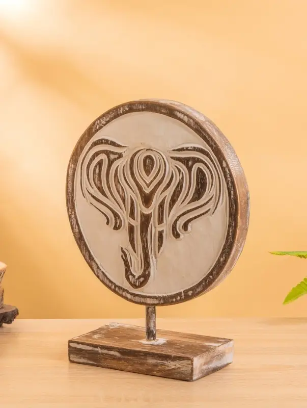 Сувенир на подставке "Голова слона" дерево 25х10х32 см