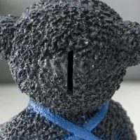 Копилка "Мишка в джинсах" серый, 19,5х13х11 см