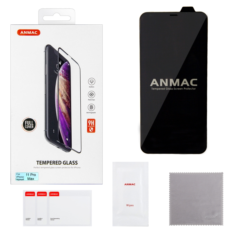 Защитное стекло iPh 11 Pro Max Full Cover ANMAC черное Арт.1137201