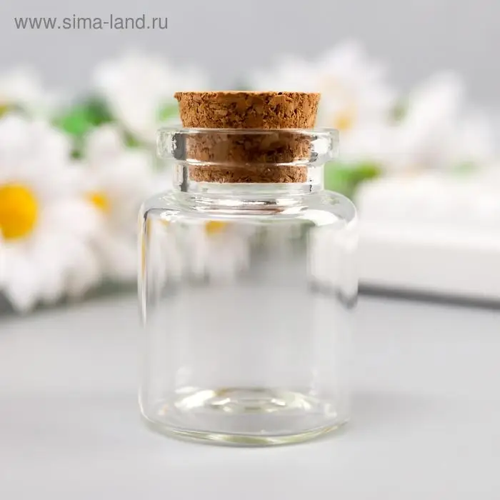 Декор для творчества стекло "Бутылочка с пробкой" 4х3х3 см