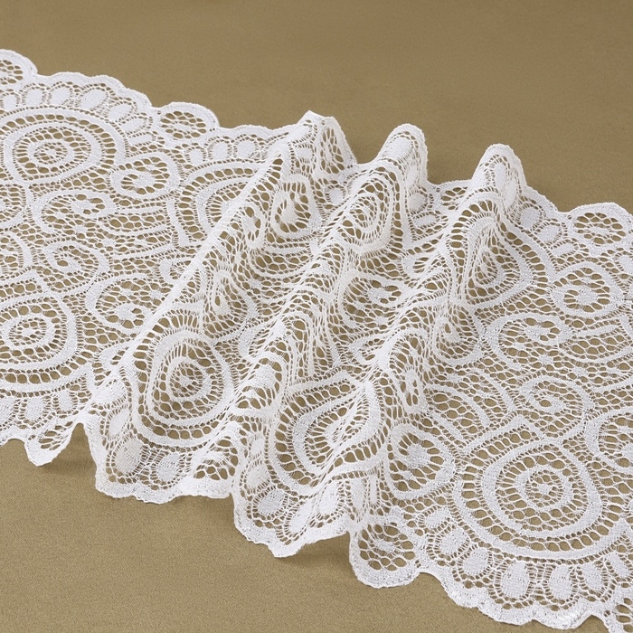 Кружевная эластичная ткань, 180 мм &times; 23 &plusmn; 1 м, цвет белый