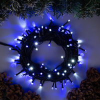 Гирлянда &laquo;Нить&raquo; 10 м, IP44, тёмная нить, 100 LED, свечение бело-синее, мигание, 220 В