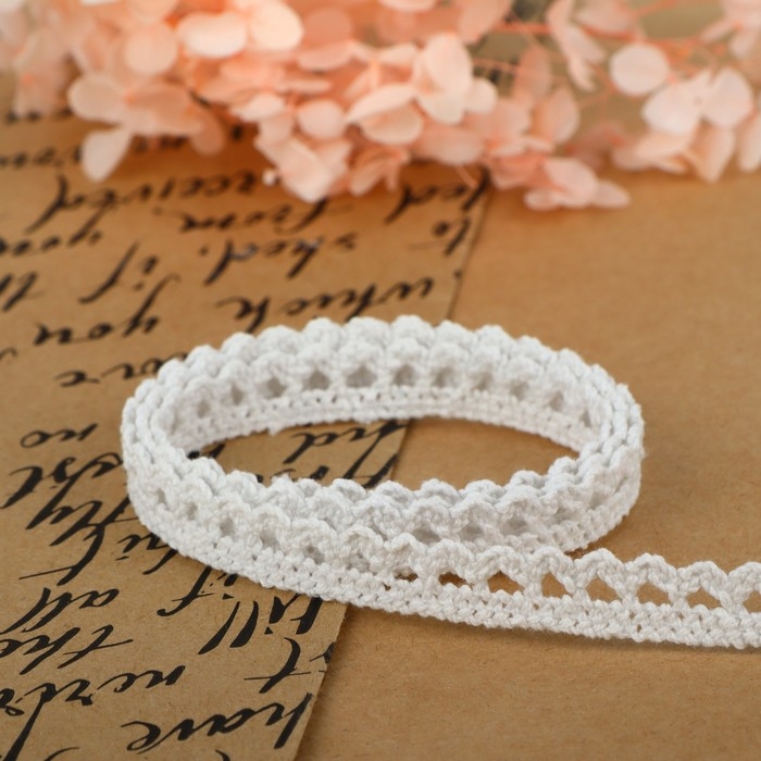 Кружево вязаное, 10 мм &times; 15 &plusmn; 1 м, цвет белый
