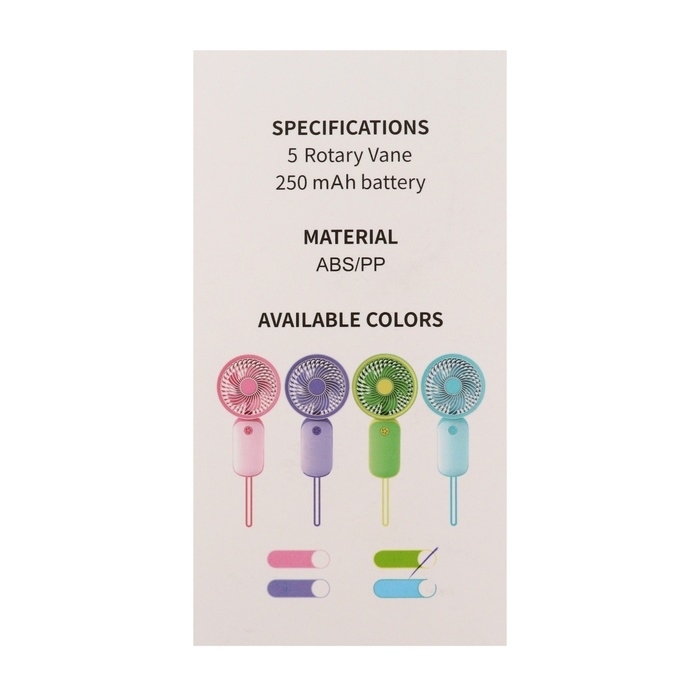 Портативный вентилятор YM88151, 250 мАч, 1 режим, кабель для зарядки, зелёный