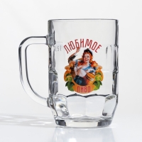 Пивная кружка &laquo;Любимое пиво&raquo;, стеклянная, 500 мл, микс
