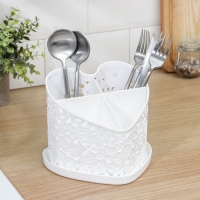 Подставка под столовые приборы &laquo;Сердце&raquo;, 17&times;18,5&times;15,5 см, цвет белый