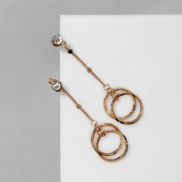 Серьги висячие &laquo;Цепь&raquo; с кругом, цвет белый в золоте, 5,5 см