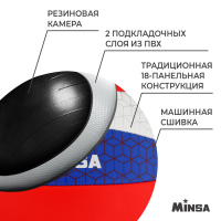 Волейбольный мяч MINSA &laquo;РОССИЯ&raquo;, машинная сшивка, 18 панелей, р. 5, PVC
