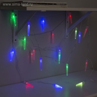 Гирлянда &laquo;Нить&raquo; 5 м с насадками &laquo;Сосульки граненые&raquo;, IP20, прозрачная нить, 20 LED, свечение мульти (RG/RB), мигание, 220 В