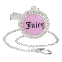 Соска - пустышка силиконовая ортодонтическая &laquo;JUICY&raquo;, от 6 мес., с колпачком + держатель - цепочка, цвет розовый/серебло, стразы