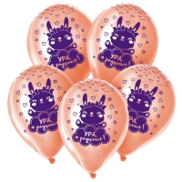 Воздушный шар латексный 12" &laquo;Ура, я родилась&raquo;, зайка, пастель, 25 шт.