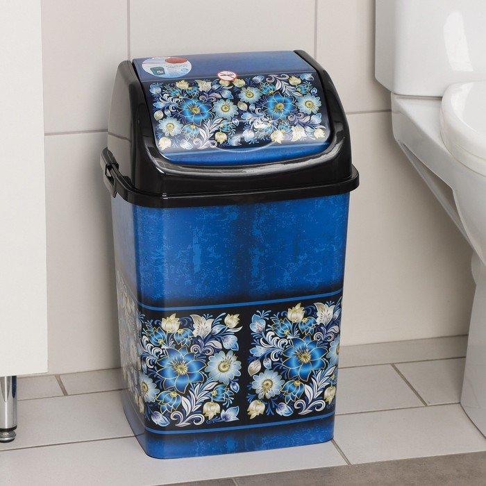 Ведро для мусора &laquo;Букет&raquo;, 18 л, цвет чёрный