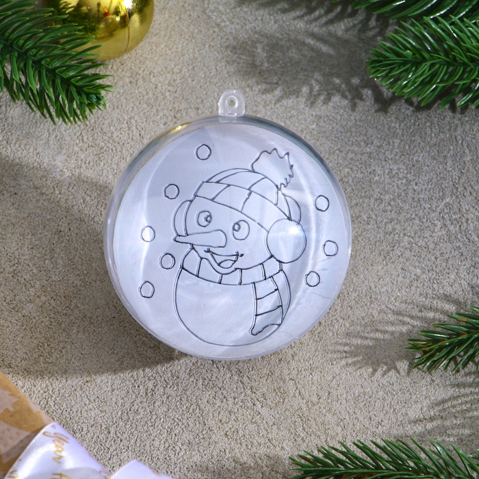 Ёлочное украшение под раскраску &laquo;Снеговичок&raquo; размер: 8 см; 2 шт., кисть