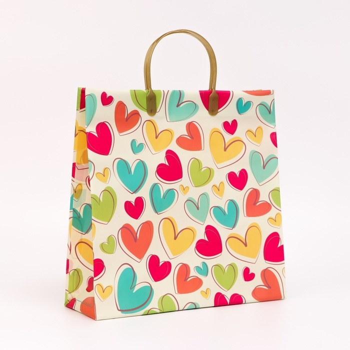 Пакет "Сердца", мягкий пластик,   30 x 30 см, 120 мкм