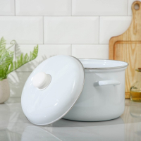 Кастрюля эмалированная, 6 л, без деколи, индукция, цвет белый