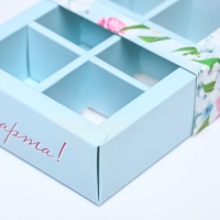 Коробка для конфет 6 шт, "Розовые розы" 13,7 х 9,8 х 3,9. Кондитерская упаковка